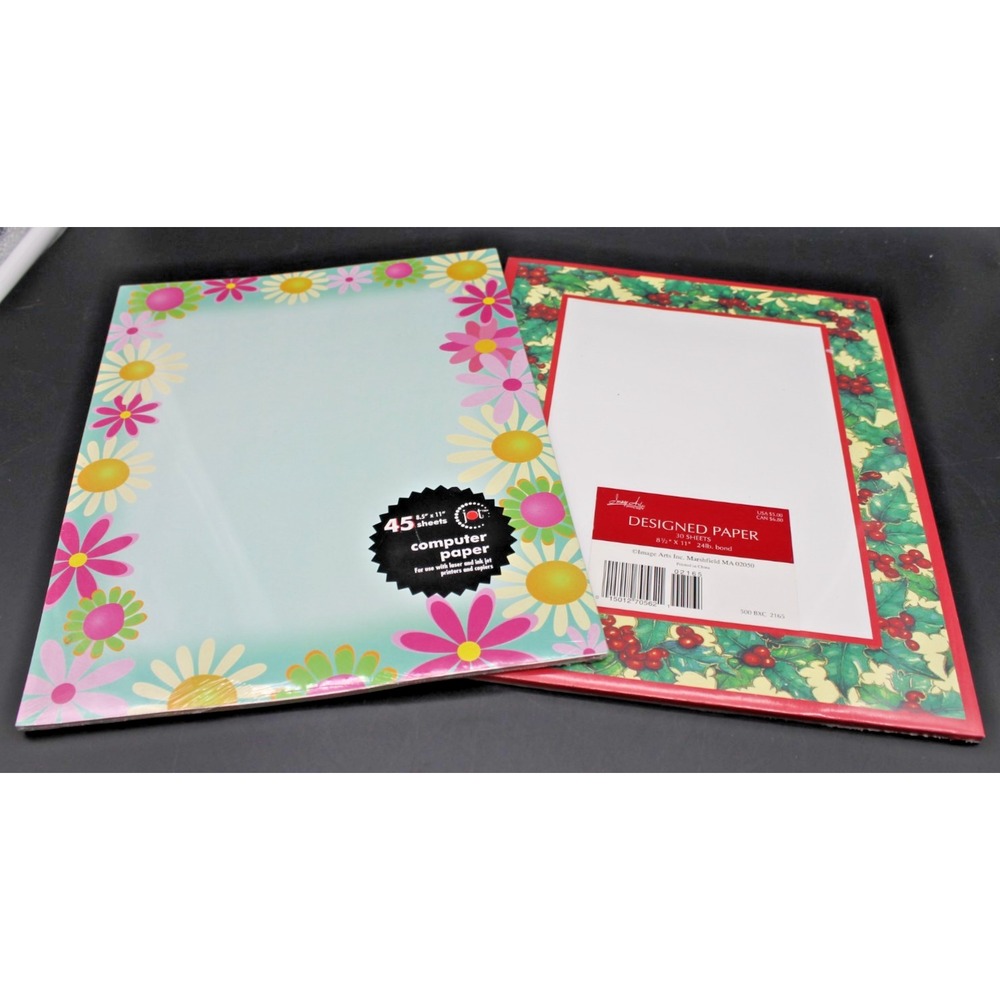 Jot Floral and Image Arts Holiday Decorative Printer Paper 8.5x11 Lot 75 Sheets